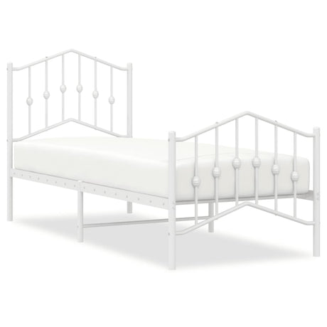 Vidaxl bedframe met hoofd- en voeteneinde metaal wit 75x190 cm