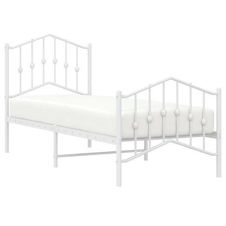 Vidaxl bedframe met hoofd- en voeteneinde metaal wit 75x190 cm