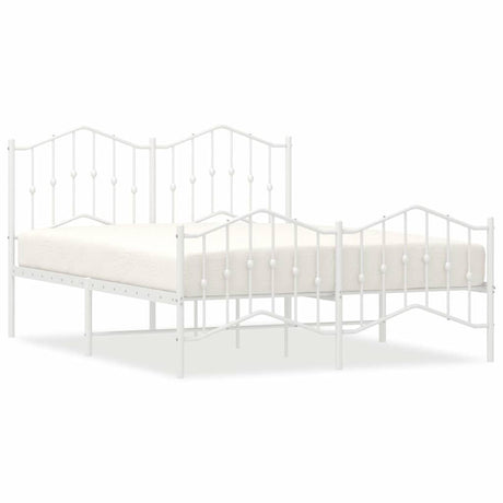 Vidaxl bedframe met hoofd- en voeteneinde metaal wit 135x190 cm