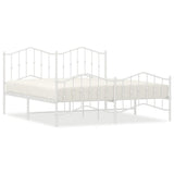 Vidaxl bedframe met hoofd- en voeteneinde metaal wit 183x213 cm