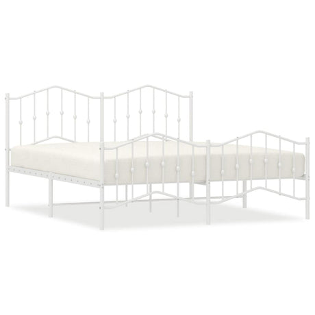 Vidaxl bedframe met hoofd- en voeteneinde metaal wit 183x213 cm