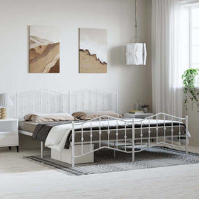 Vidaxl bedframe met hoofd- en voeteneinde metaal wit 183x213 cm