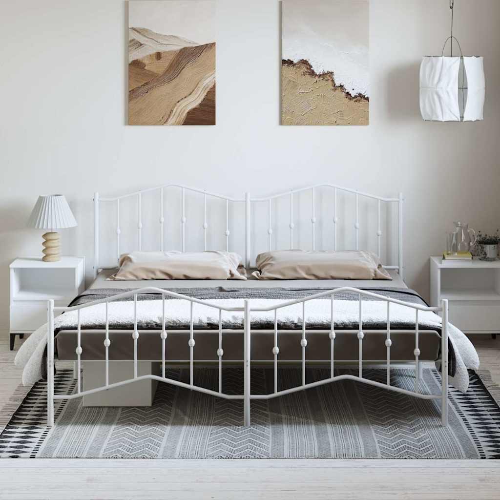 Vidaxl bedframe met hoofd- en voeteneinde metaal wit 193x203 cm