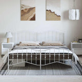 Vidaxl bedframe met hoofd- en voeteneinde metaal wit 193x203 cm