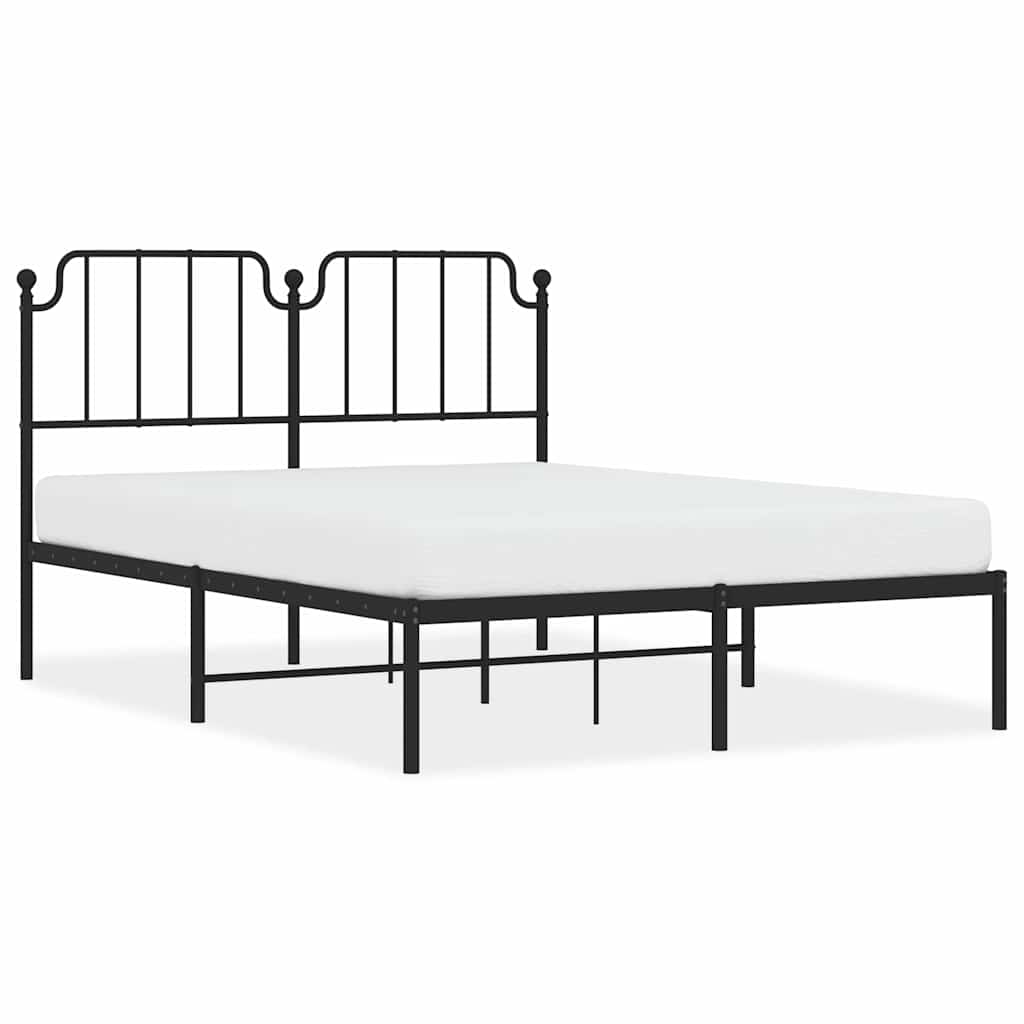 Vidaxl bedframe met hoofdbord metaal zwart 150x200 cm