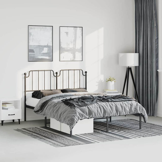 Vidaxl bedframe met hoofdbord metaal zwart 150x200 cm