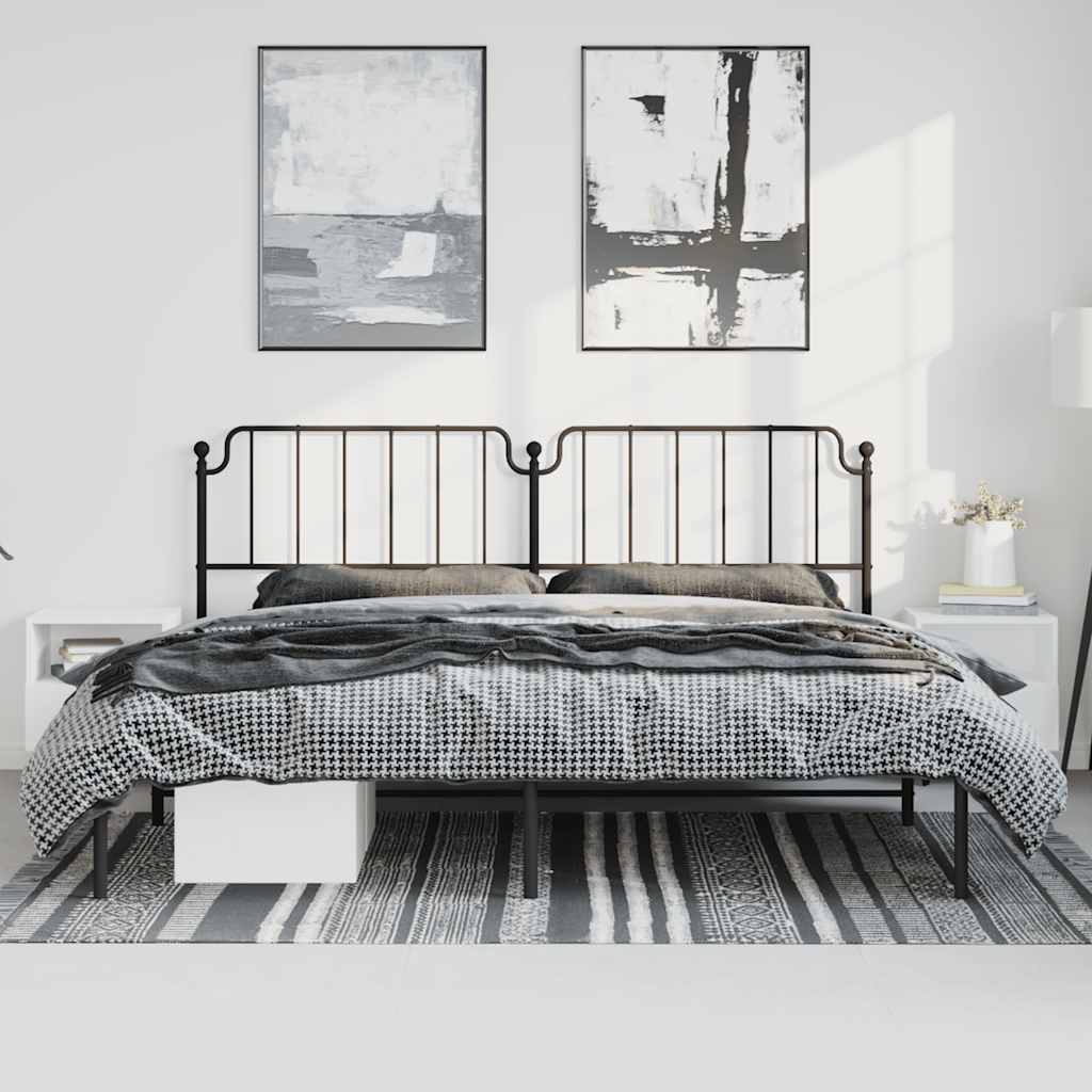 Vidaxl bedframe met hoofdbord metaal zwart 193x203 cm