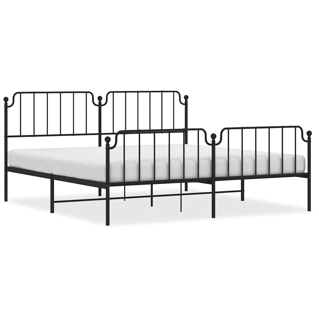 Vidaxl bedframe met hoofd- en voeteneinde metaal zwart 193x203 cm