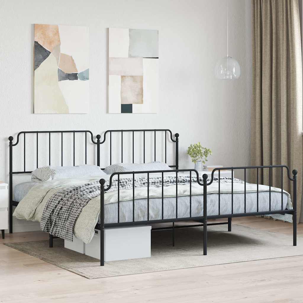 Vidaxl bedframe met hoofd- en voeteneinde metaal zwart 193x203 cm