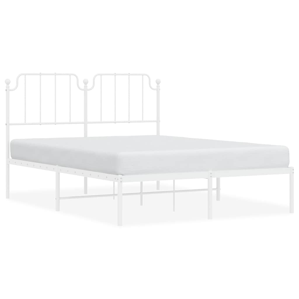 Vidaxl bedframe met hoofdbord metaal wit 135x190 cm
