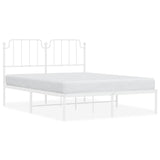 Vidaxl bedframe met hoofdbord metaal wit 135x190 cm