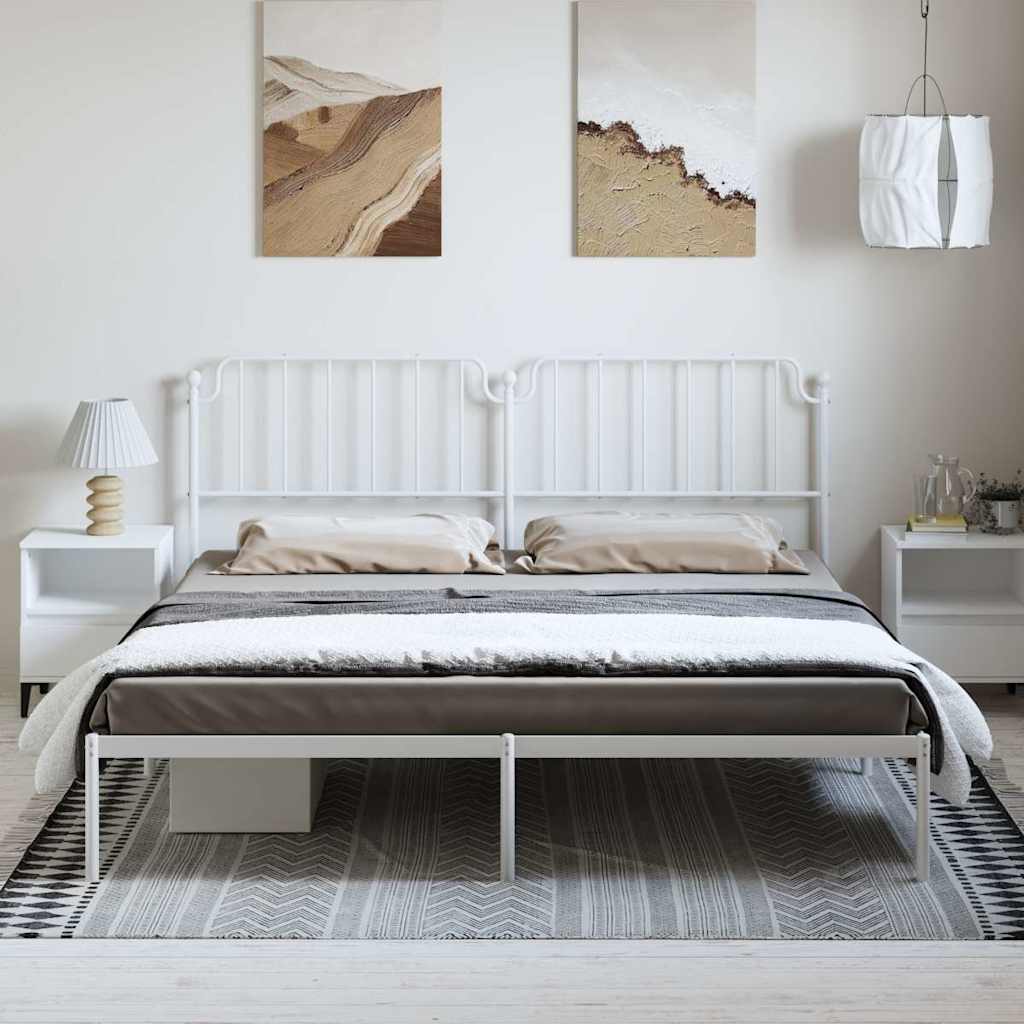 Vidaxl bedframe met hoofdbord metaal wit 183x213 cm