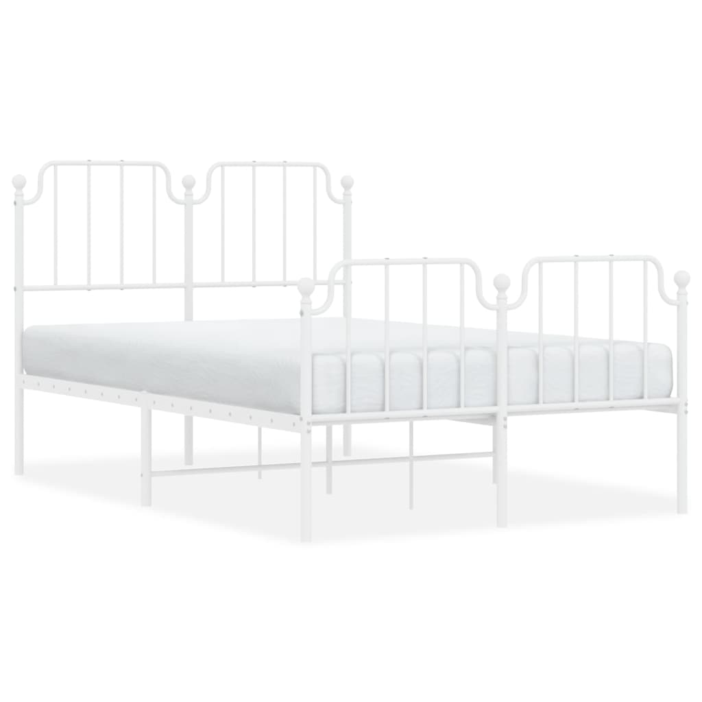 Vidaxl bedframe met hoofd- en voeteneinde metaal wit 120x200 cm