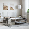 Vidaxl bedframe met hoofd- en voeteneinde metaal wit 135x190 cm