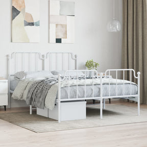 Vidaxl bedframe met hoofd- en voeteneinde metaal wit 140x190 cm