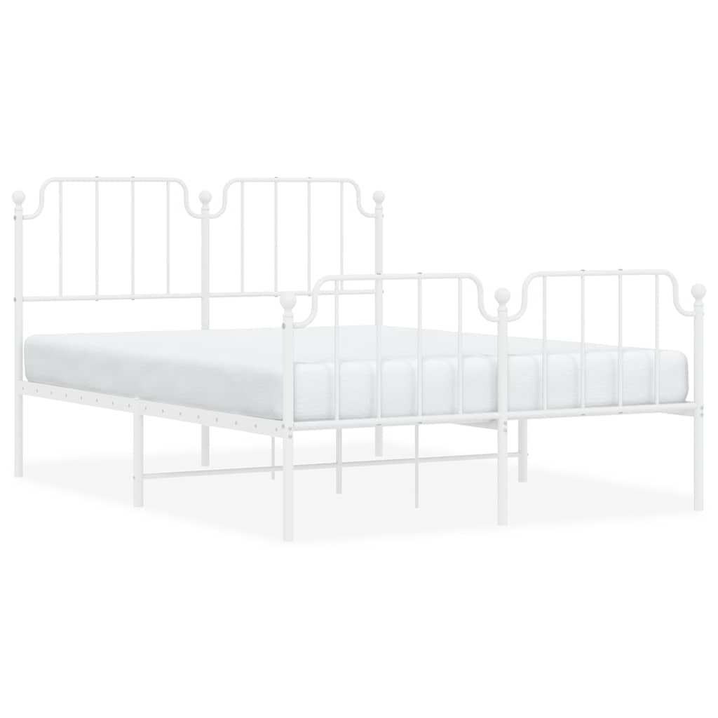 Vidaxl bedframe met hoofd- en voeteneinde metaal wit 150x200 cm
