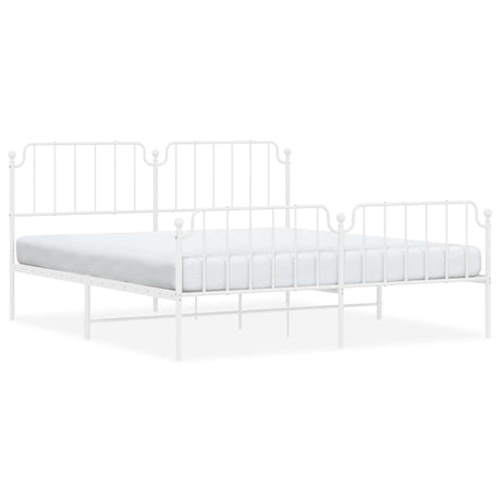 Vidaxl bedframe met hoofd- en voeteneinde metaal wit 183x213 cm