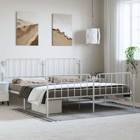 Vidaxl bedframe met hoofd- en voeteneinde metaal wit 183x213 cm