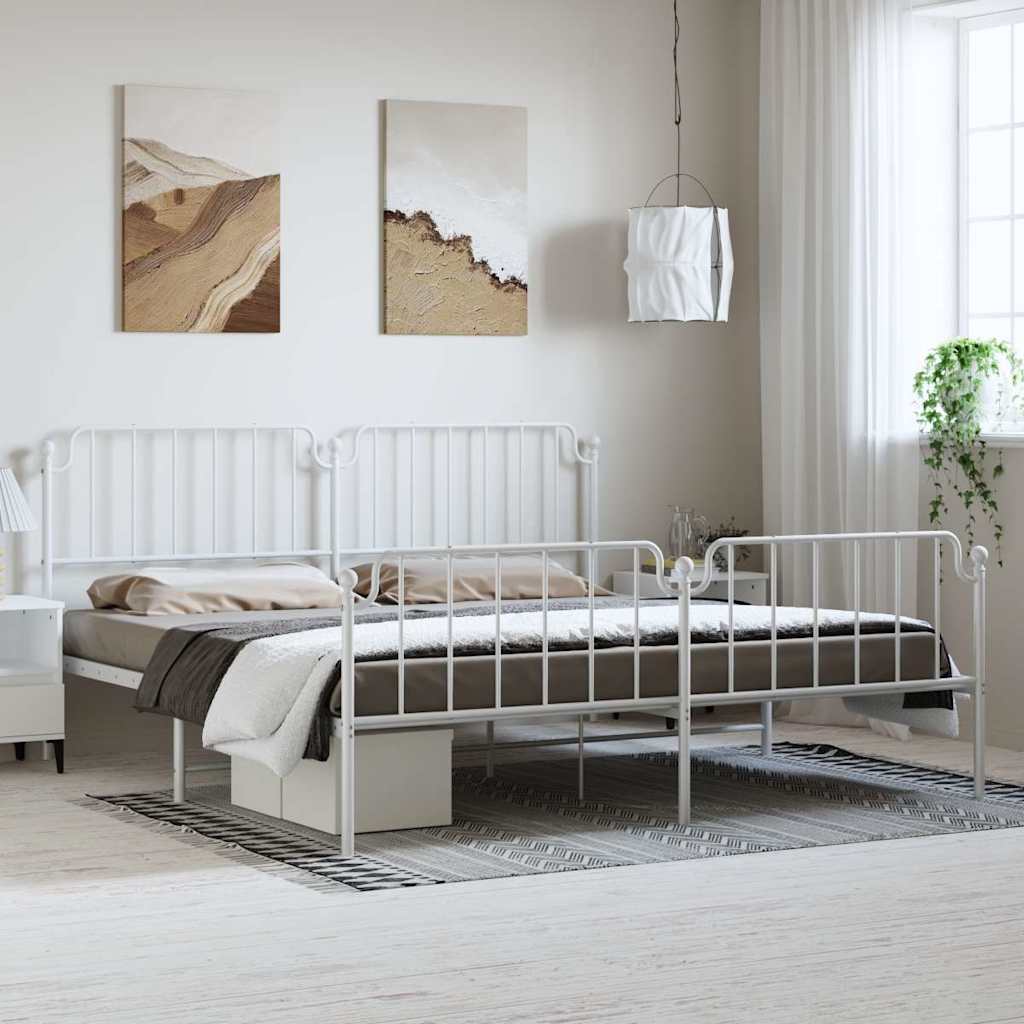 Vidaxl bedframe met hoofd- en voeteneinde metaal wit 193x203 cm