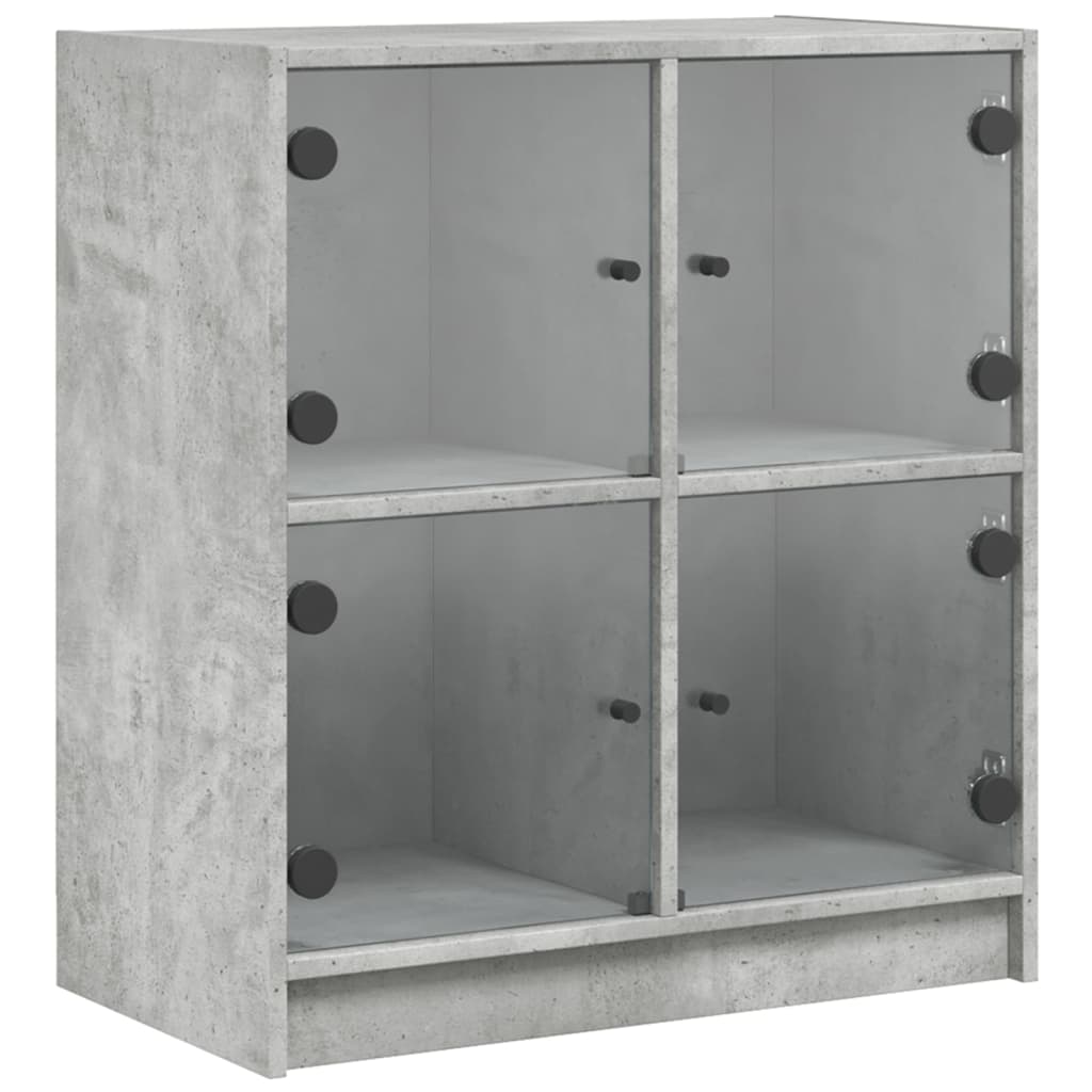 Vidaxl bijzetkast met glazen deuren 68x37x75,5 cm betongrijs