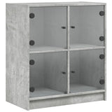 Vidaxl bijzetkast met glazen deuren 68x37x75,5 cm betongrijs