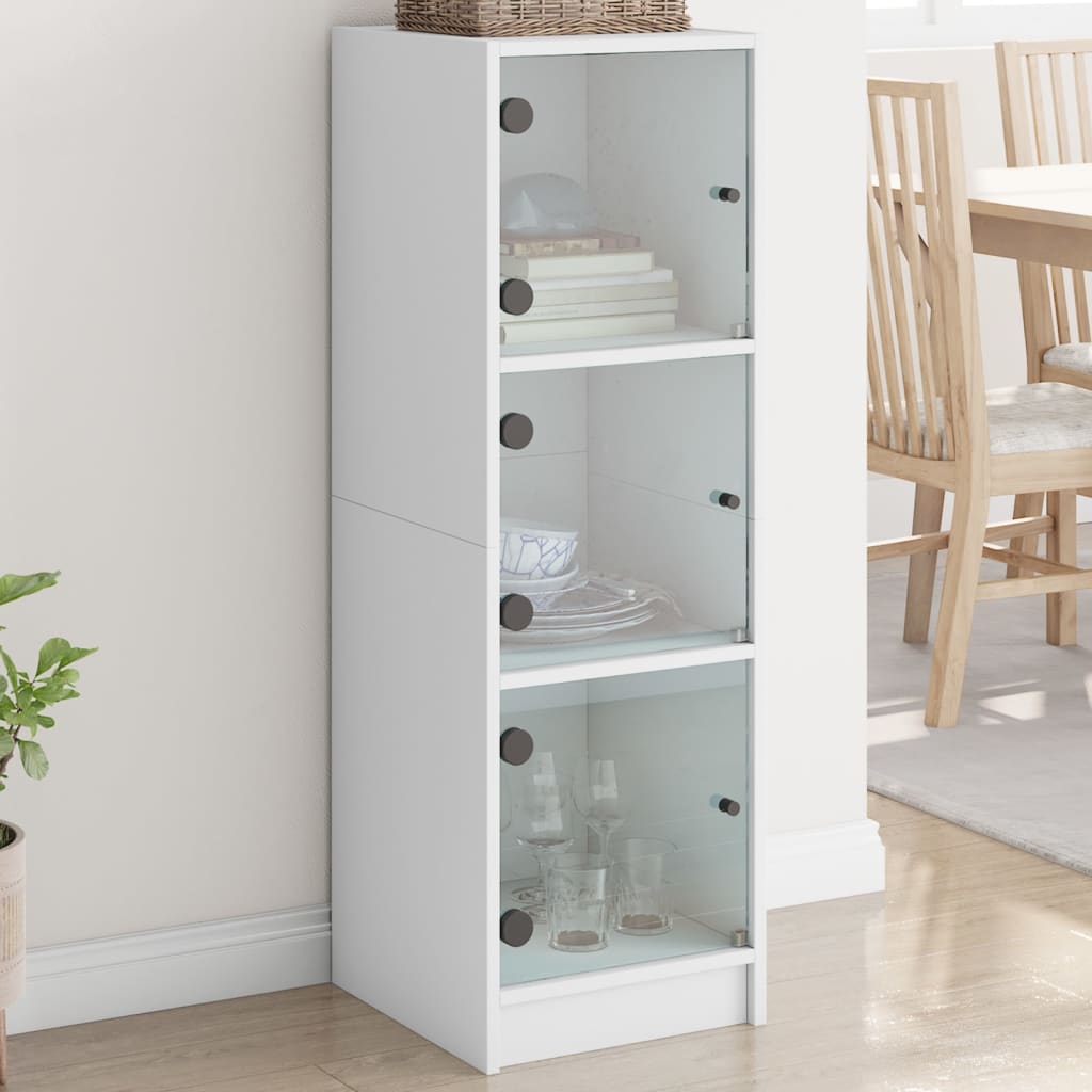 Vidaxl hoge kast met glazen deuren 35x37x109 cm wit
