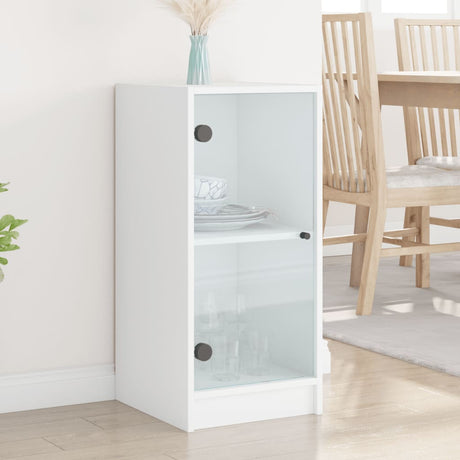 Vidaxl bijzetkast met glazen deuren 35x37x75,5 cm wit