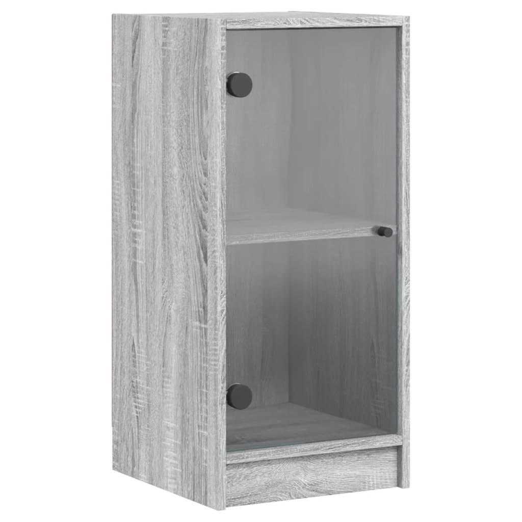 Vidaxl bijzetkast met glazen deuren 35x37x75,5 cm grijs sonoma eiken