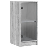 Vidaxl bijzetkast met glazen deuren 35x37x75,5 cm grijs sonoma eiken
