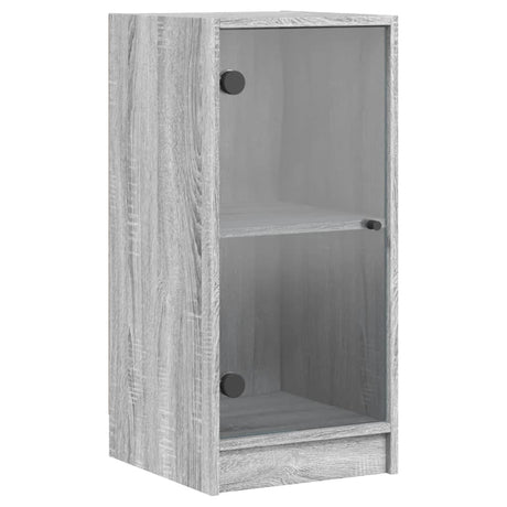 Vidaxl bijzetkast met glazen deuren 35x37x75,5 cm grijs sonoma eiken