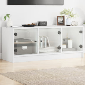Vidaxl tv-meubel met glazen deuren 102x37x42 cm wit