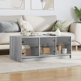 Vidaxl salontafel met glazen deuren 102x50x42 cm grijs sonoma eiken
