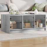 Vidaxl salontafel met glazen deuren 102x50x42 cm grijs sonoma eiken