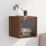 Vidaxl nachtkastje met glazen deur 35x37x35 cm bruin eikenkleur