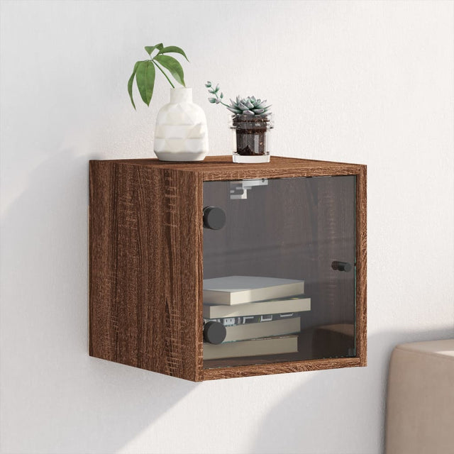 Vidaxl nachtkastje met glazen deur 35x37x35 cm bruin eikenkleur