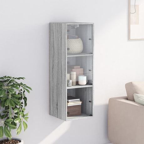 Vidaxl wandkast met glazen deuren 35x37x100 cm grijs sonoma eiken