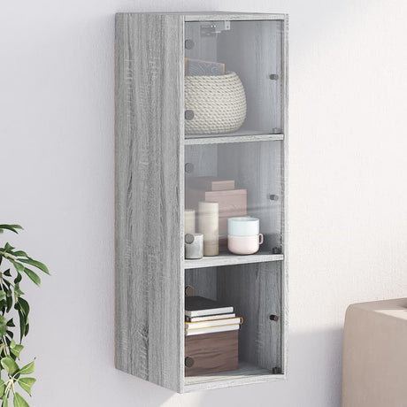 Vidaxl wandkast met glazen deuren 35x37x100 cm grijs sonoma eiken