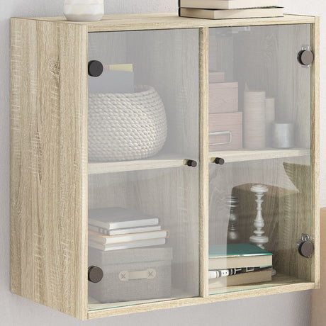 Vidaxl wandkast met glazen deuren 68x37x68,5 cm sonoma eikenkleurig