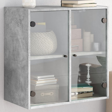 Vidaxl wandkast met glazen deuren 68x37x68,5 cm betongrijs