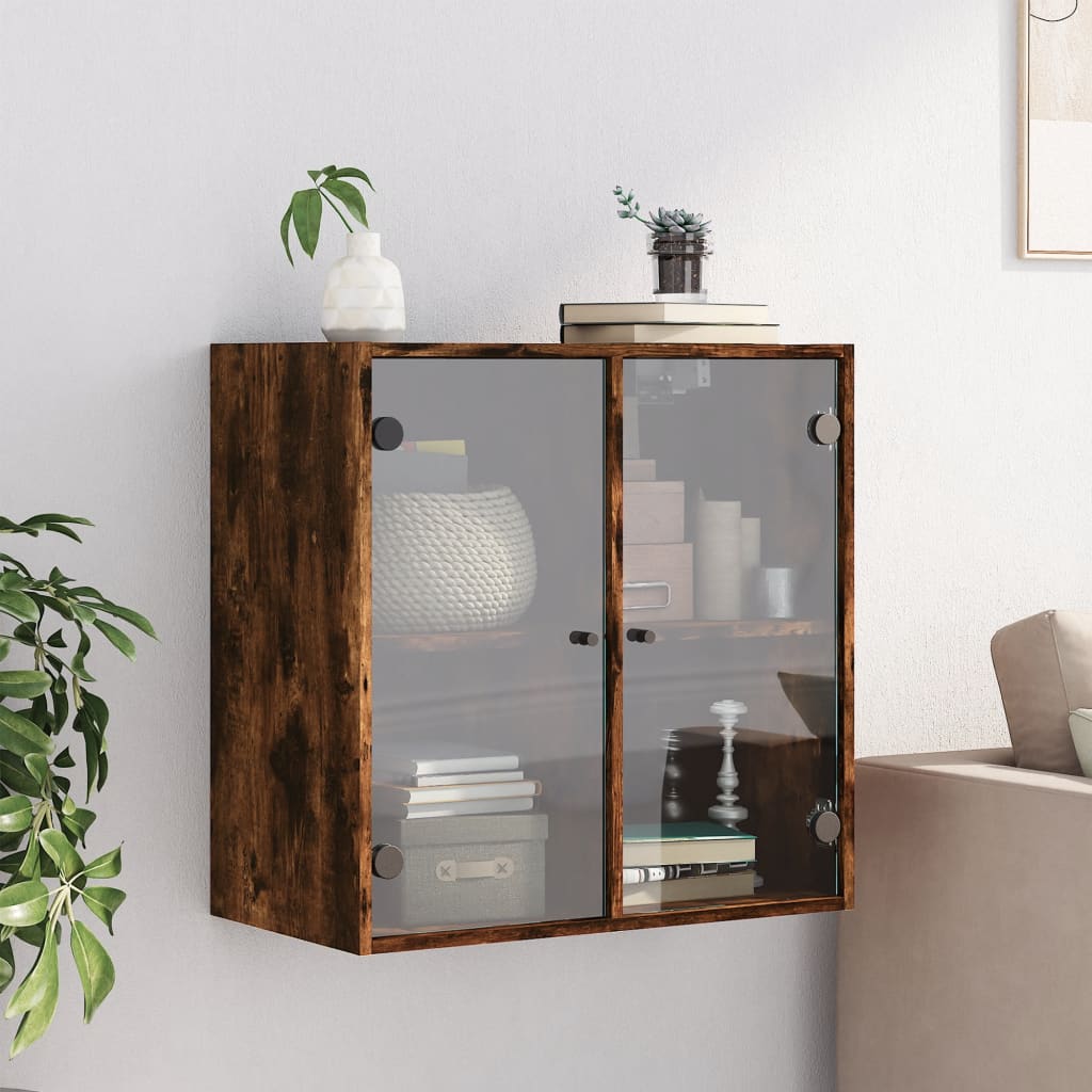 Vidaxl wandkast met glazen deuren 68x37x68,5 cm gerookt eikenkleurig