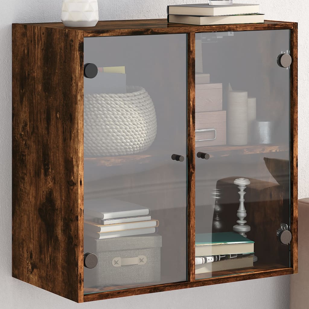 Vidaxl wandkast met glazen deuren 68x37x68,5 cm gerookt eikenkleurig
