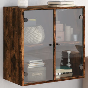 Vidaxl wandkast met glazen deuren 68x37x68,5 cm gerookt eikenkleurig