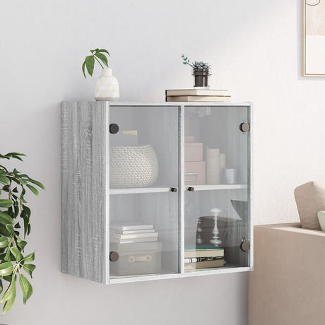 Vidaxl wandkast met glazen deuren 68x37x68,5 cm grijs sonoma eiken