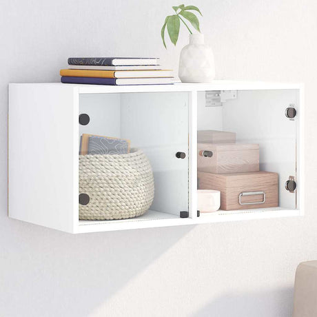 Vidaxl wandkast met glazen deuren 68,5x37x35 cm wit