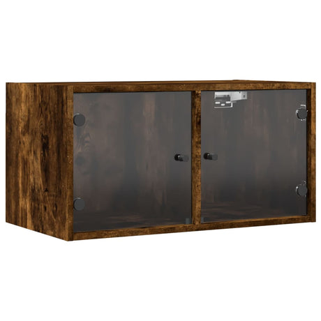 Vidaxl wandkast met glazen deuren 68,5x37x35 cm gerookt eikenkleurig