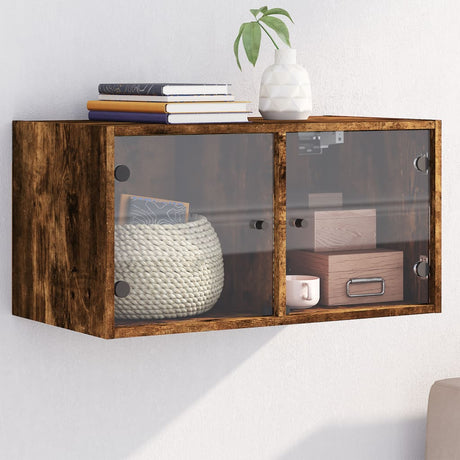 Vidaxl wandkast met glazen deuren 68,5x37x35 cm gerookt eikenkleurig