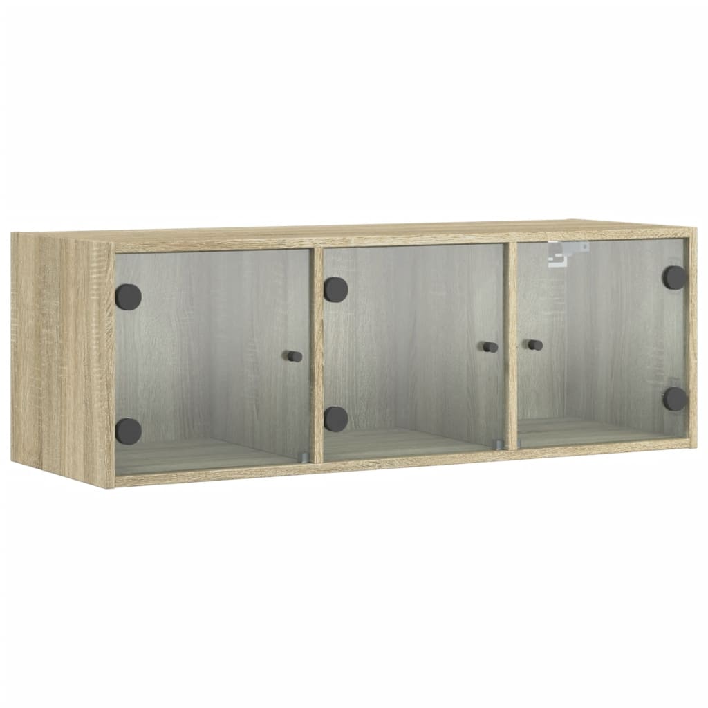 Vidaxl wandkast met glazen deuren 102x37x35 cm sonoma eikenkleurig