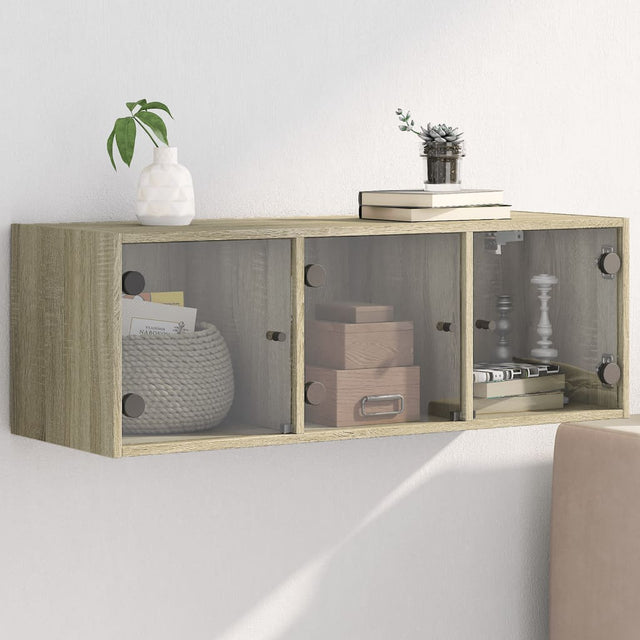 Vidaxl wandkast met glazen deuren 102x37x35 cm sonoma eikenkleurig