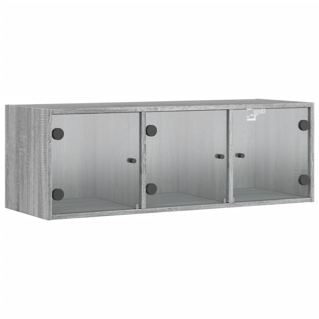 Vidaxl wandkast met glazen deuren 102x37x35 cm grijs sonoma eiken