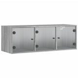 Vidaxl wandkast met glazen deuren 102x37x35 cm grijs sonoma eiken